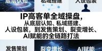 IP高客单全域操盘，从底层认知、私域搭建、人设包装，到发售策划、裂变增长、AI赋能的全链路打法