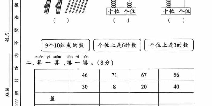 一年级下数学期末专项复习《易错题》《苏教版》