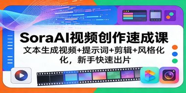 SoraAI视频创作速成课：文本生成视频+提示词+剪辑+风格化，新手快速出片