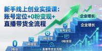 新手线上创业实操课:账号定位+0粉变现+直播带货全流程,企业用户增长一步到位