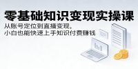 零基础知识变现实操课：从账号定位到直播变现，小白也能快速上手知识付费赚钱