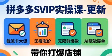 拼多多SVIP实操课-26年4月，截流卡大促+无痕涨价+无限群爆款+AI赋能爆单新玩法，带你打爆店铺