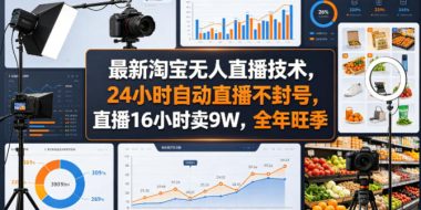 最新淘宝无人直播技术,24小时自动直播不封号,直播16小时卖9W,全年旺季【揭秘】