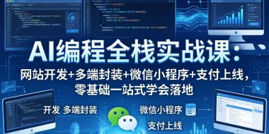 AI编程全栈实战课:网站开发+多端封装+微信小程序+支付上线,零基础一站式学会落地