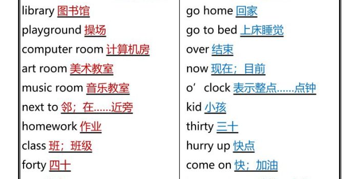 2026春新版四年级下英语重点知识:单词英汉对照表《人教版PEP》