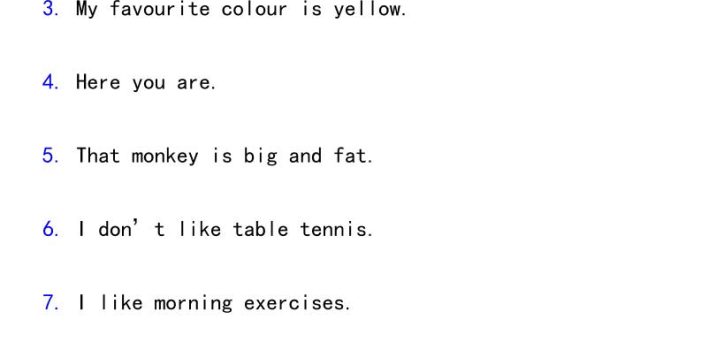 三年级下英语『重点句型』中英文对照《人教版PEP》