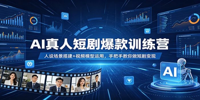 AI真人短剧爆款训练营：人设场景搭建+视频模型运用，手把手教你做短剧变现