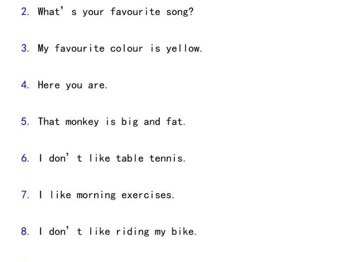 三年级下英语『重点句型』中英文对照《人教版PEP》