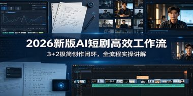 2026新版AI短剧高效工作流：3+2极简创作闭环，全流程实操讲解