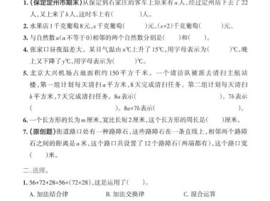 四年级下数学用字母表示专项练习