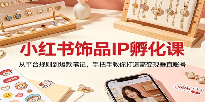 小红书饰品IP孵化课：从平台规则到爆款笔记，手把手教你打造高变现垂直账号