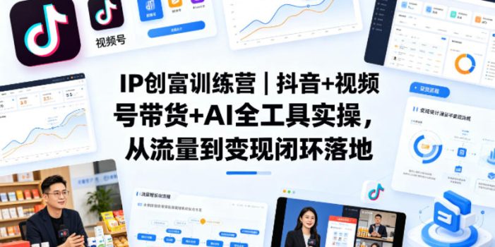 IP创富训练营｜抖音+视频号带货+AI全工具实操，从流量到变现闭环落地