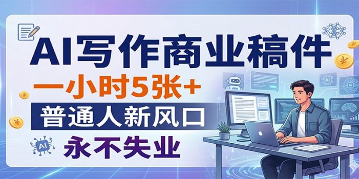 AI写作商业稿件，一小时5张+，普通人新风口，永不失业
