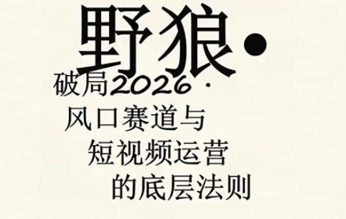 野狼团队·多平台实操运营课，覆盖AI口播、服装、好物、漫剪等热门玩法(更新4月)