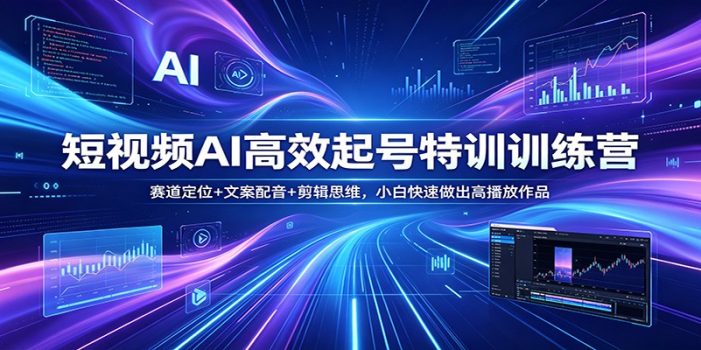 短视频AI高效起号特训训练营：赛道定位+文案配音+剪辑思维，小白快速做出高播放作品