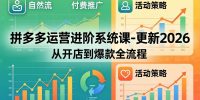拼多多运营进阶系统课-更新2026：从开店到爆款全流程，自然流+付费推广+活动策略