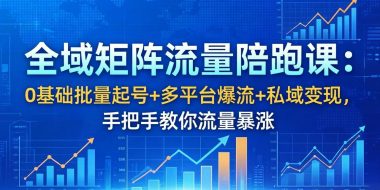 全域矩阵流量陪跑课：0基础批量起号+多平台爆流+私域变现，手把手教你流量暴涨
