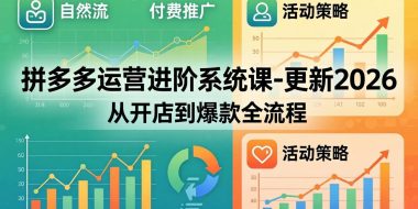 拼多多运营进阶系统课-更新2026：从开店到爆款全流程，自然流+付费推广+活动策略