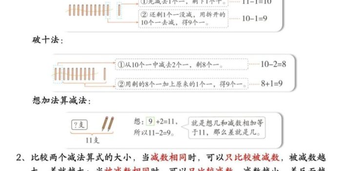 一年级下数学全册知识点总结《西师版》