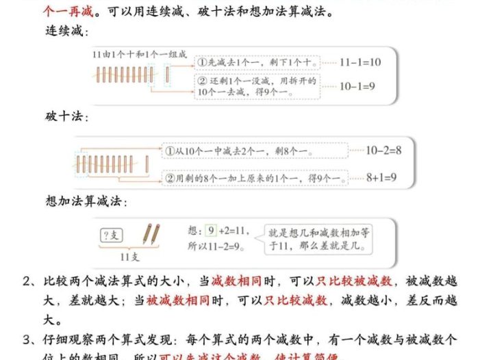 一年级下数学全册知识点总结《西师版》