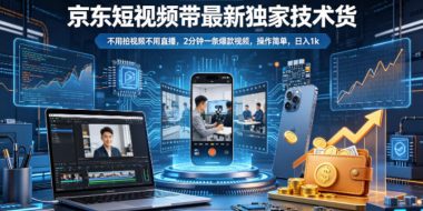 京东短视频带货最新独家技术，不用拍视频不用直播，2分钟一条爆款视频，操作简单，日入1k+【揭秘】