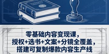 零基础内容变现课，授权+选书+文案+分镜全覆盖，搭建可复制爆款内容生产线