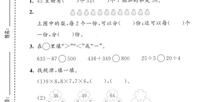二年级下数学期中拔尖测试卷《西师版》