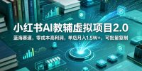 小红书AI教辅虚拟项目2.0，蓝海赛道，零成本高利润，单店月入1.5W+，可批量复制