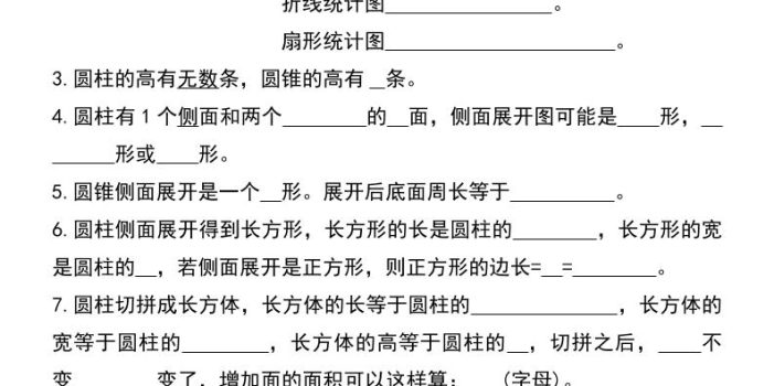 六年级下数学小升初总公式汇总默写
