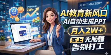 AI教育新风口，AI自动生成PPT，月入2W+，无脑赚，告别打工