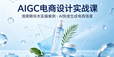 AIGC电商设计实战课，以清爽精华水为实操案例，教你用AI快速生成电商场景