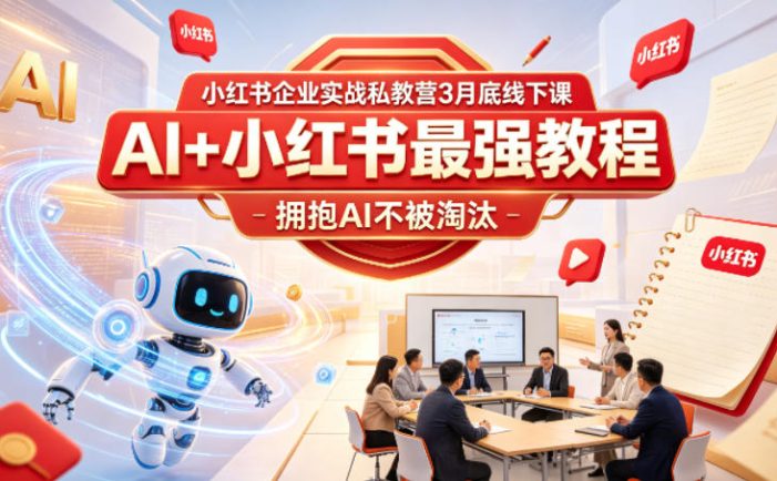 小红书企业实战私教营3月底线下课,AI+小红书最强教程,拥抱AI不被淘汰