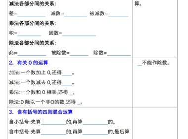 四年级下数学期中复习考点归类专练
