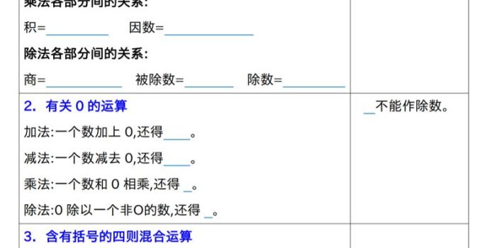四年级下数学期中复习考点归类专练