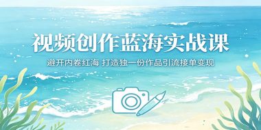 视频创作蓝海实战课:避开内卷红海,打造独一份作品引流接单变现