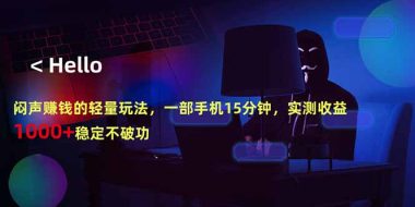 闷声赚钱的轻量玩法,一部手机15分钟,实测收益1000+稳定不破功