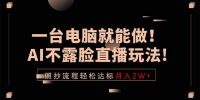 一台电脑就能做！AI不露脸直播玩法，照抄流程轻松达标月入2W+