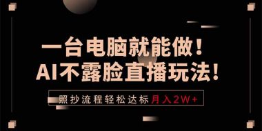 一台电脑就能做！AI不露脸直播玩法，照抄流程轻松达标月入2W+