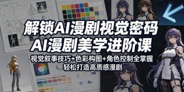 解锁AI漫剧视觉密码，AI漫剧美学进阶课，视觉叙事技巧+色彩构图+角色控制全掌握，轻松打造高质感漫剧