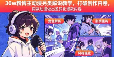 30w粉博主动漫另类解说教学，打破创作内卷，同款动漫做出差异化爆款内容