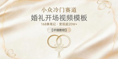 小众冷门赛道，婚礼开场视频模板，168条笔记，变现超20W+【详细教程】