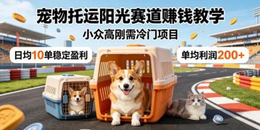 宠物托运阳光赛道賺钱教学，小众高刚需冷门项目，日均10单稳定盈利，单均利润200+