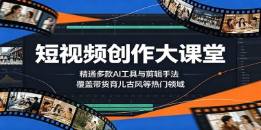 短视频创作大课堂：精通多款AI工具与剪辑手法，覆盖带货、育儿、古风等热门领域