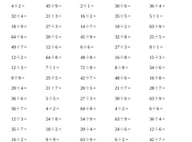 二年级下数学表内除法计算专项练习