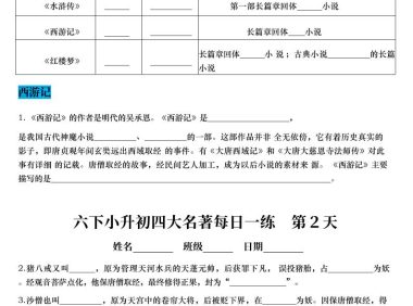 六年级下语文四大名著每日一练（小升初）