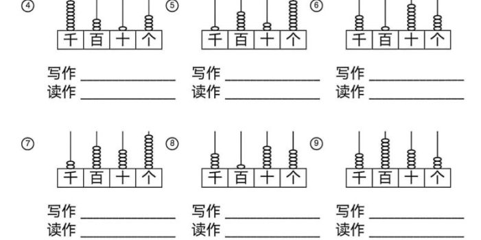 二年级下数学《万以内数》的读作和写作练习