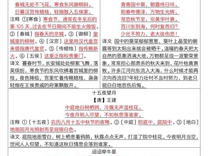 六年级下语文期末总复习1-6单元押题考点