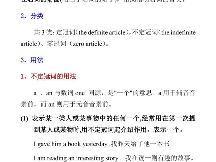 六年级下英语小学冠词整理