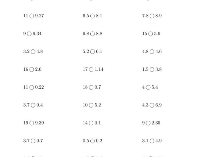 三年级下数学口算题(小数比大小)500题