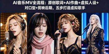 AI音乐MV全流程：原创歌词+AI作曲+虚拟人设+对口型+剪映后期，五步打造虚拟歌手